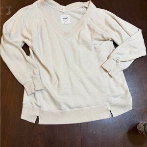 Aerie Cream V-Neck Long Sleeve Top